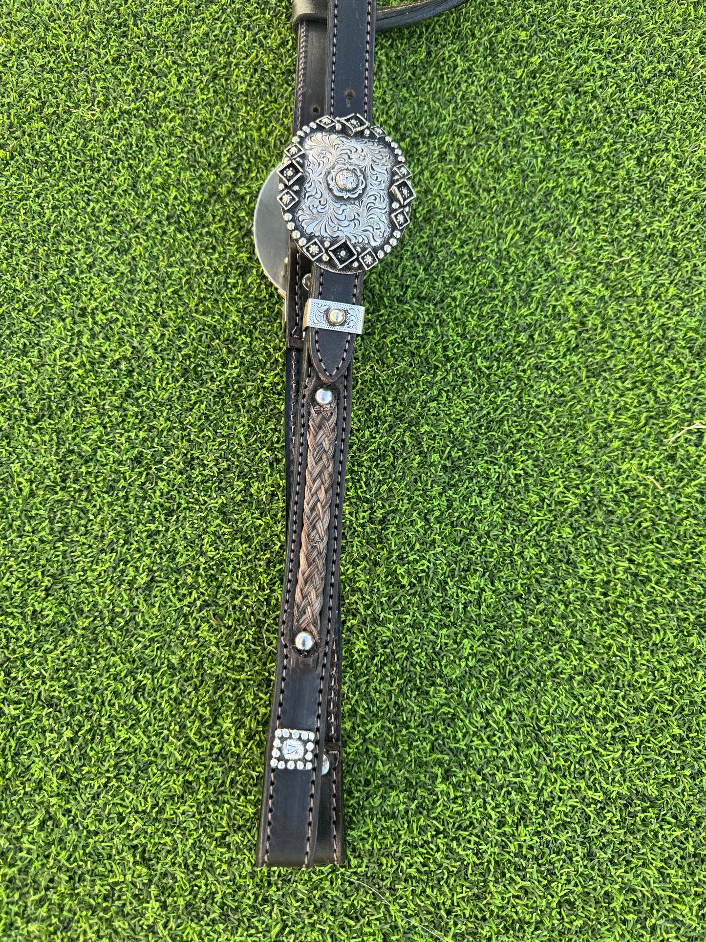 Fairytail Leather Co Horsehair Headstall, Sterling Silver