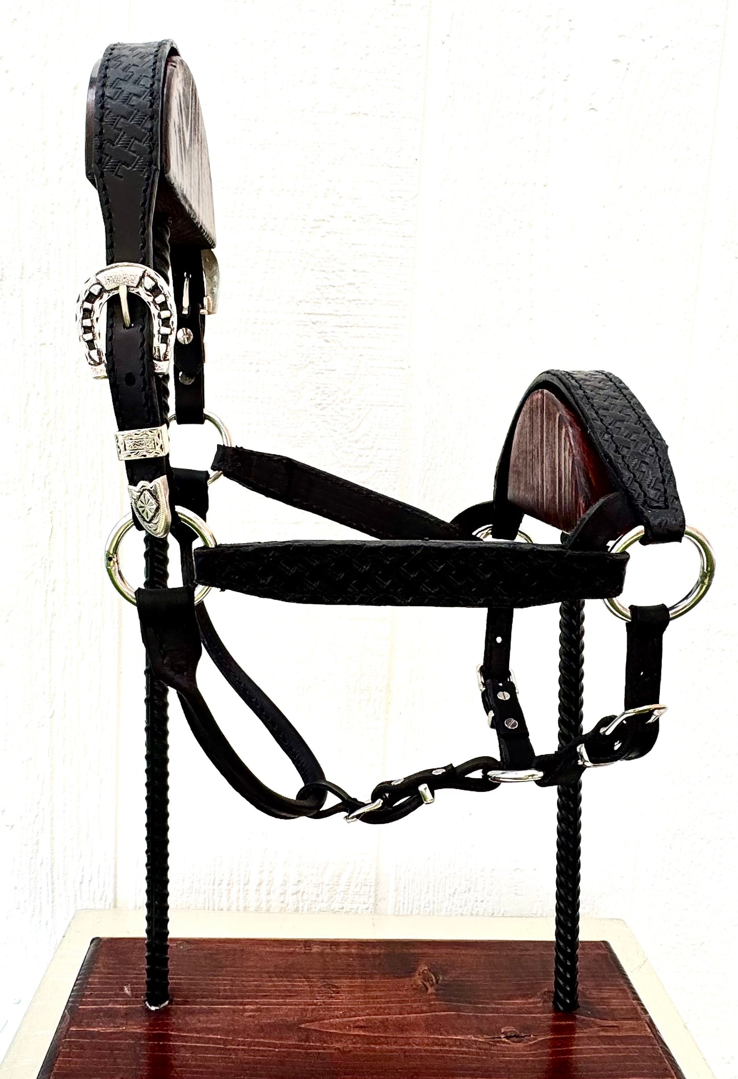 Black Basketweave Leather Yearling Halter