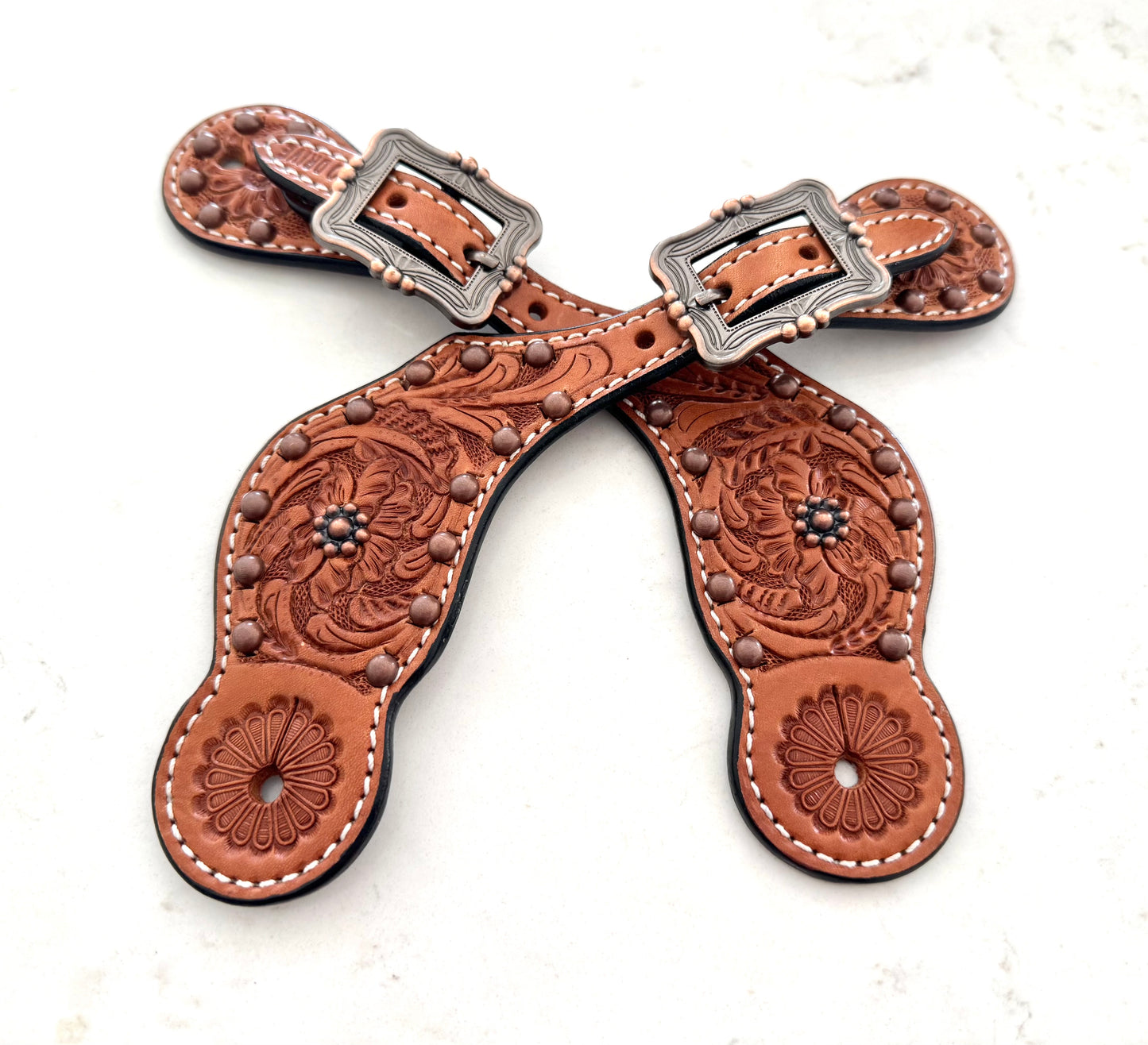 Ladies Western Spur Straps, Antique Copper