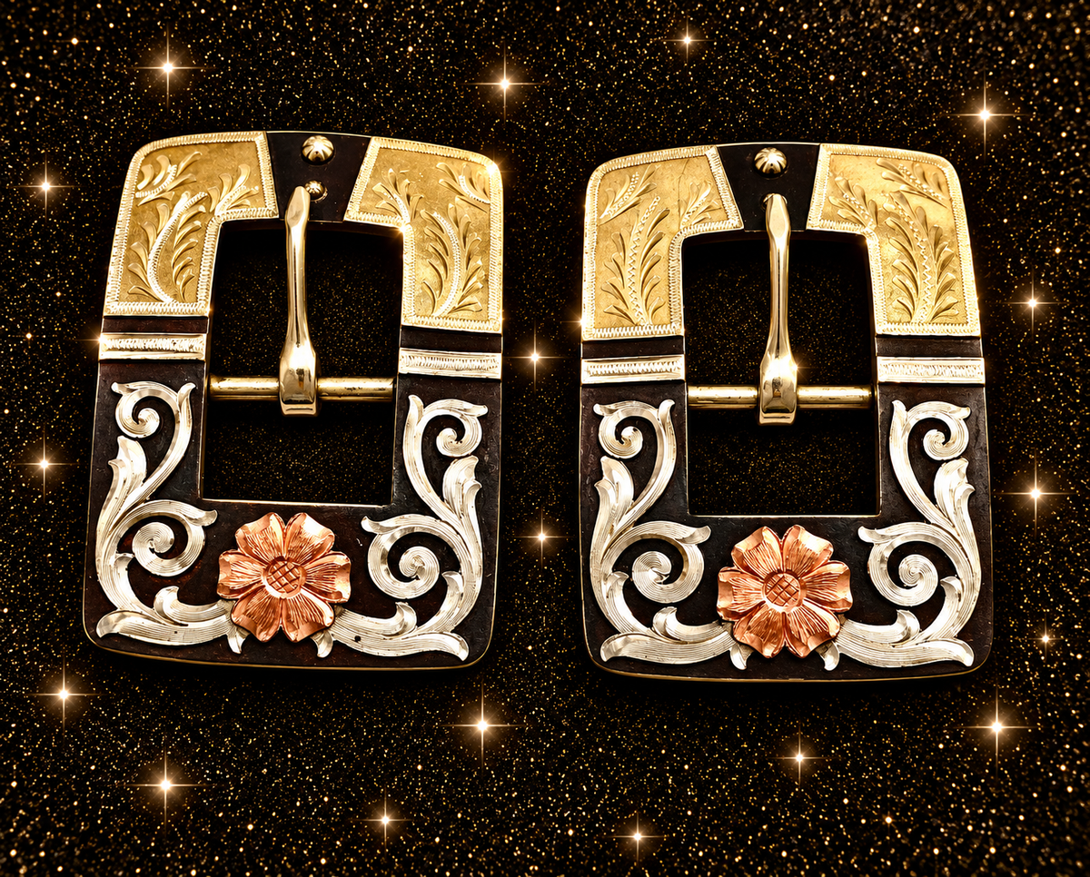 Iron, Copper and Silver Buckles, 1”