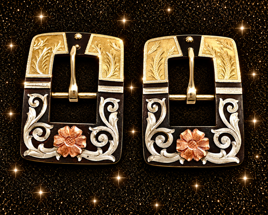 Iron, Copper and Silver Buckles, 1”