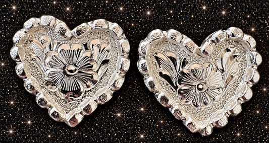 German Silver Heart Conchos, 1”