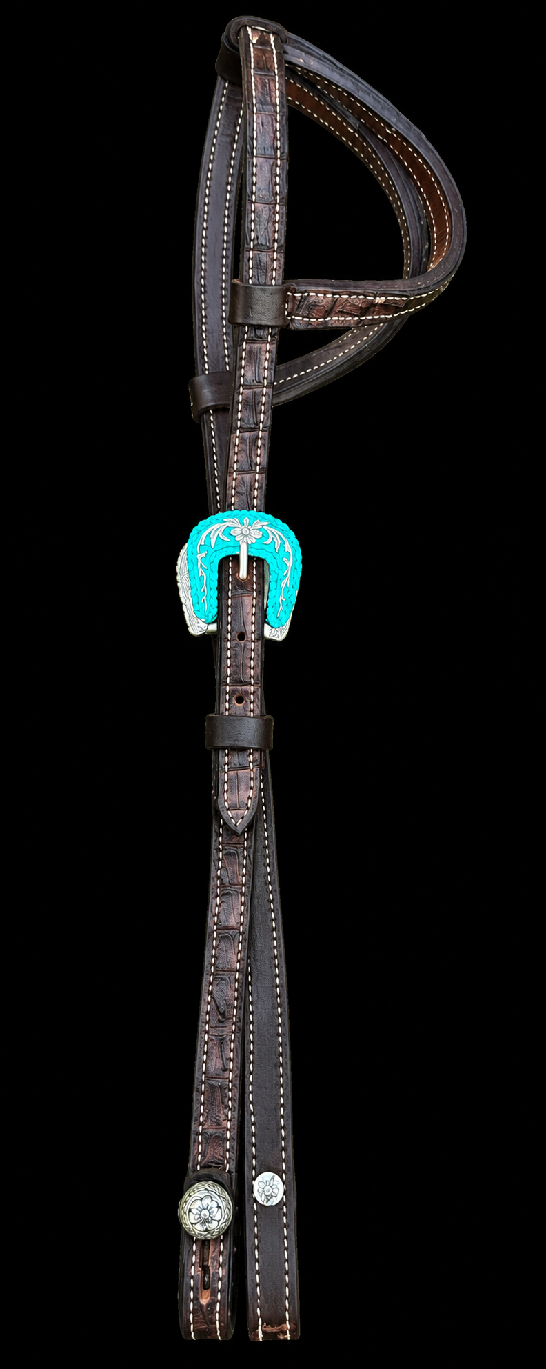 Fairytail Leather Chocolate Caiman Headstall