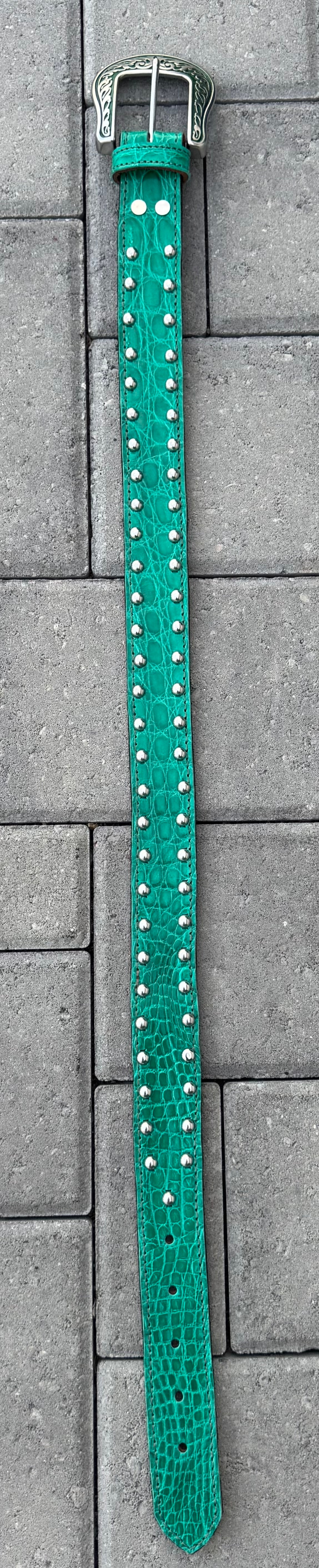 Fairytail Leather Jade Crocodile Western Belt