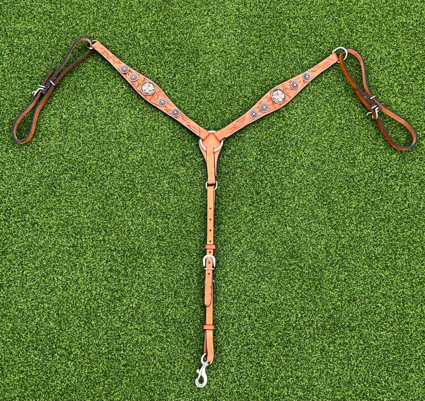 Floral Tooled Breastcollar with Butterfly Conchos