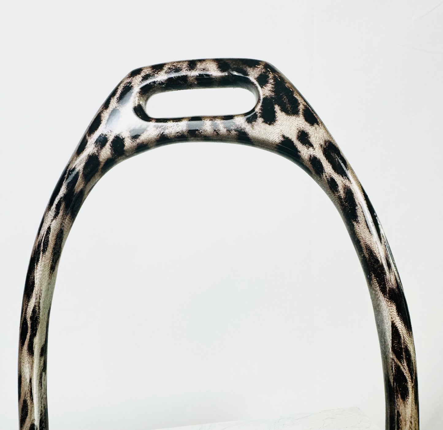 Hydro Dipped 4 3/4” English Stirrup Irons Leopard