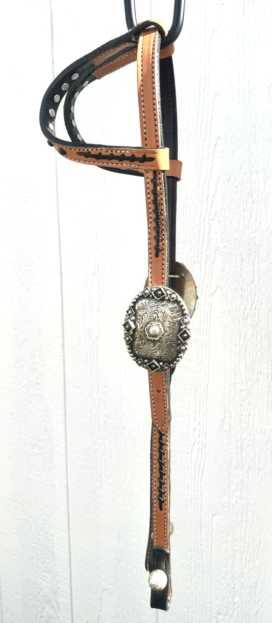 Fairytail Leather Co Natural and Black Two-Tone Headstall