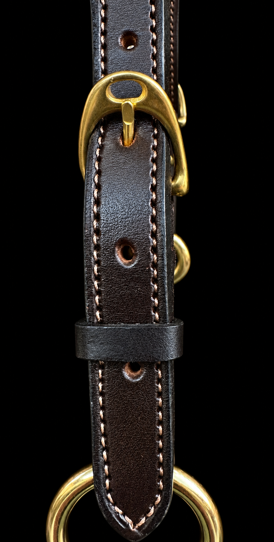 Braided Havana Horse Size English Show Halter (Brass)