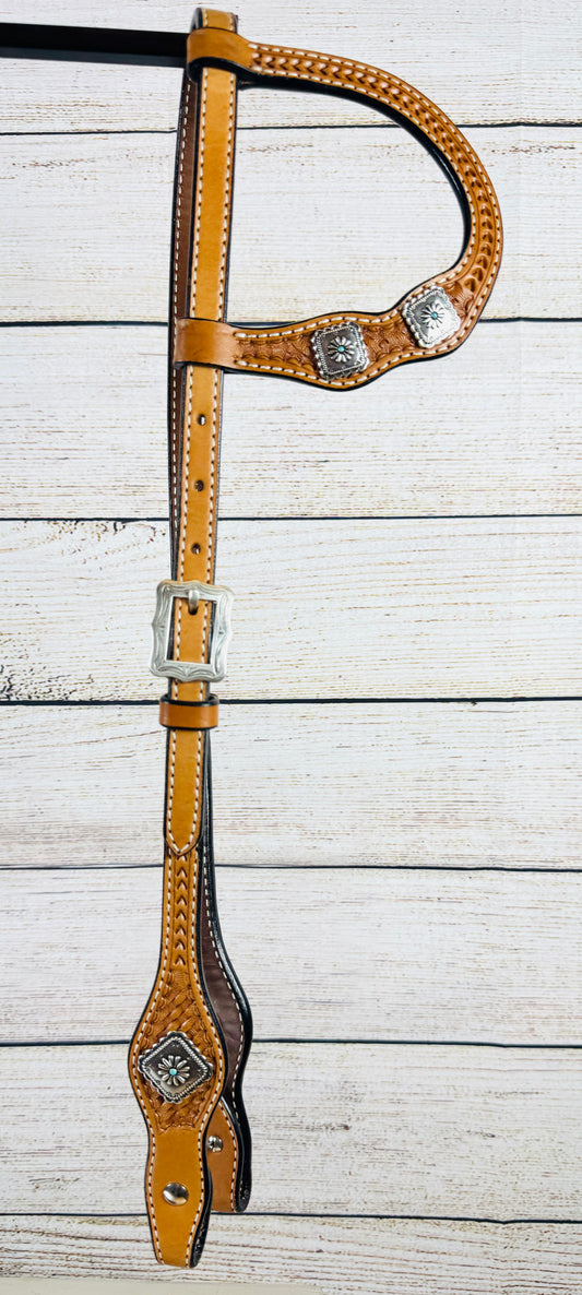 Light Basketweave Tooled Headstall