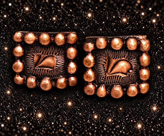 Antique Copper Conchos with Dots, 1/2” Square