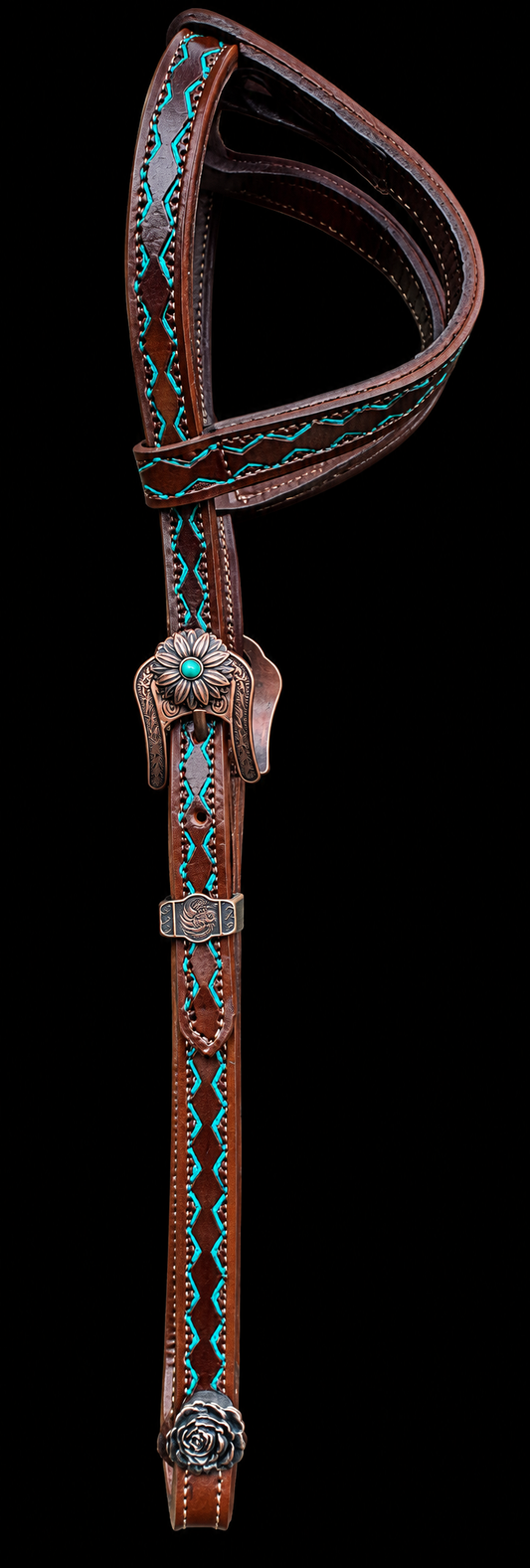 Fairytail Leather Co Brown & Turquoise Headstall