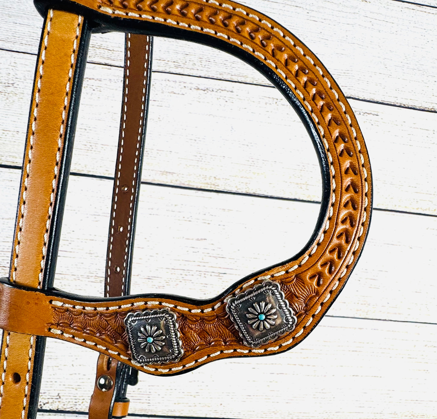 Light Basketweave Tooled Headstall