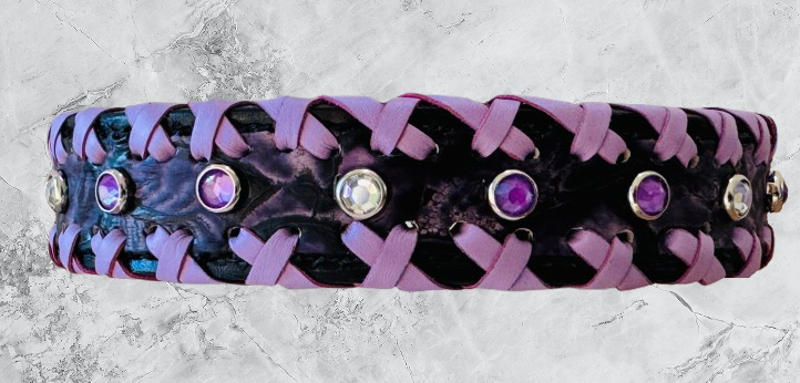 Fairytail Leather Co Purple Dog Collar, 16-18”