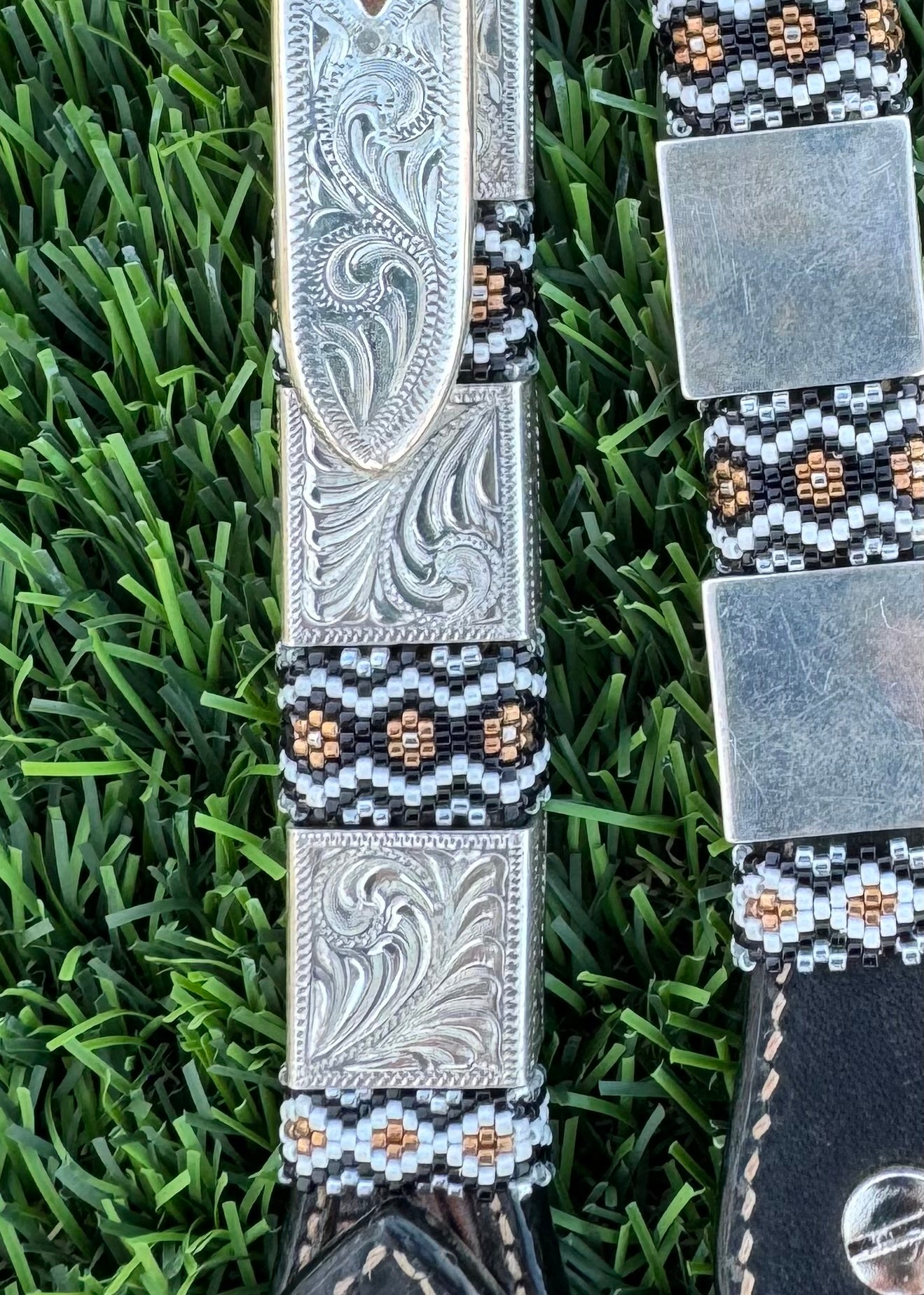 Chocolate and Black Beaded Headstall