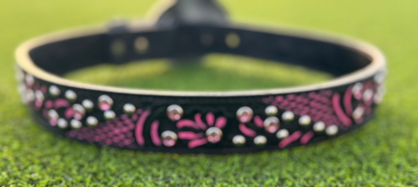Fairytail Leather Pink and Black Embellished Belt