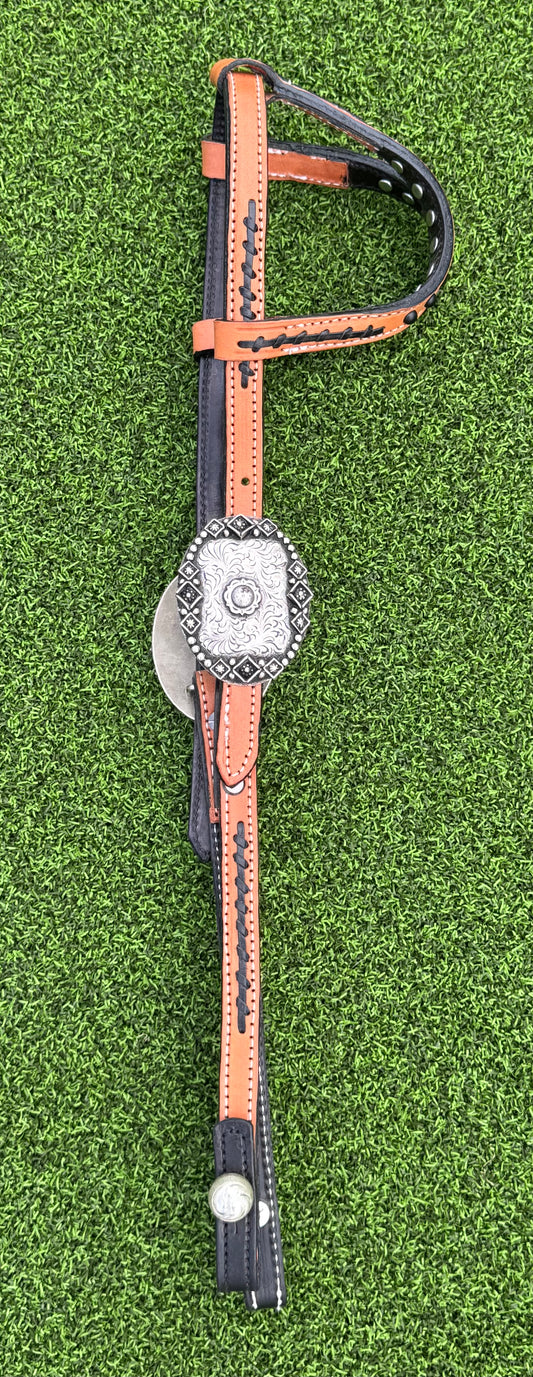 Fairytail Leather Co Natural and Black Two-Tone Headstall