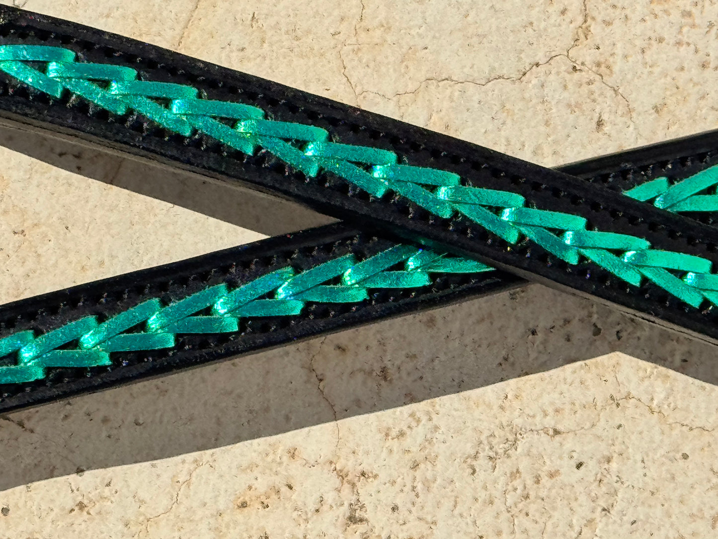 Black with Metallic Green Kangaroo Lace Ear Pieces