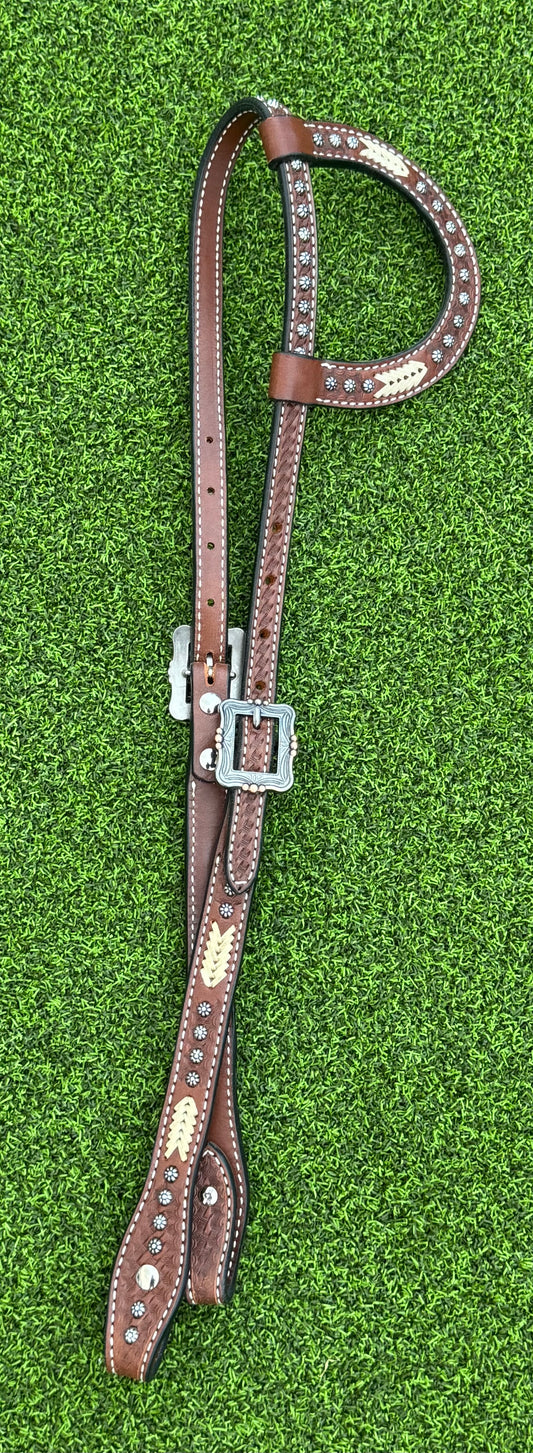 One Ear Rawhide Silver Dot Headstall