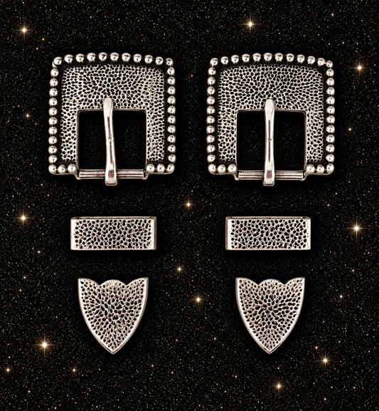 Antique Silver Hammered Buckles, 1”