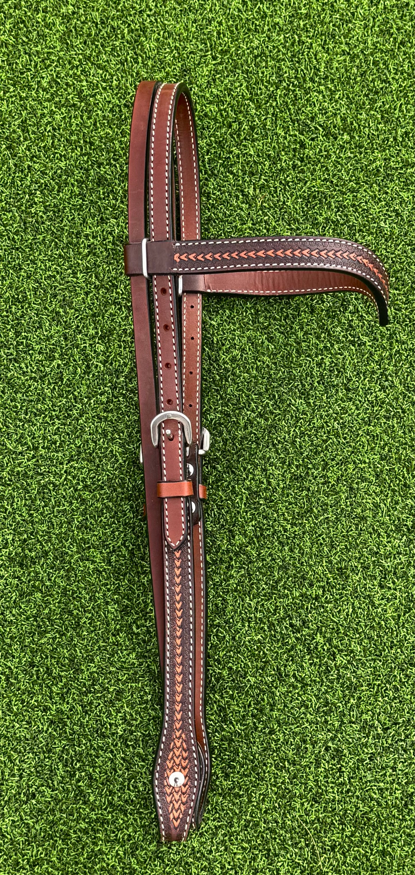 Two-Tone Tooled Browband Headstall