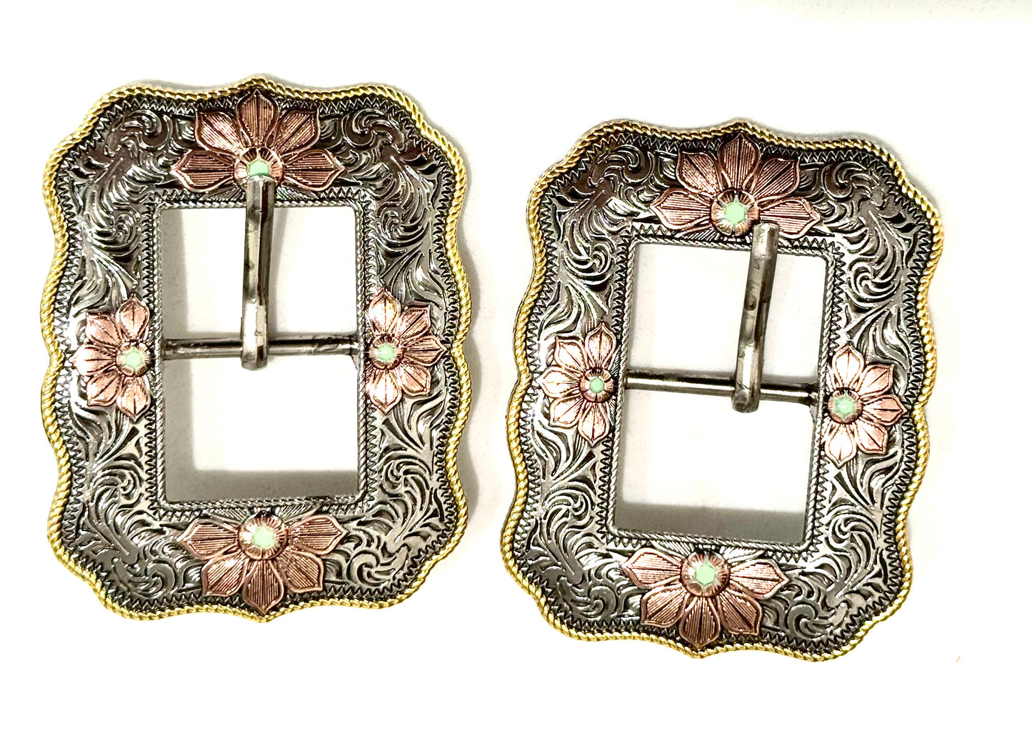 Antique Silver/Copper Buckles, 1”