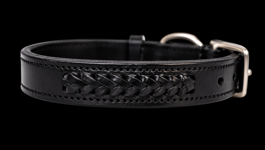KL Select Black Braided Dog Collar, Multiple Sizes