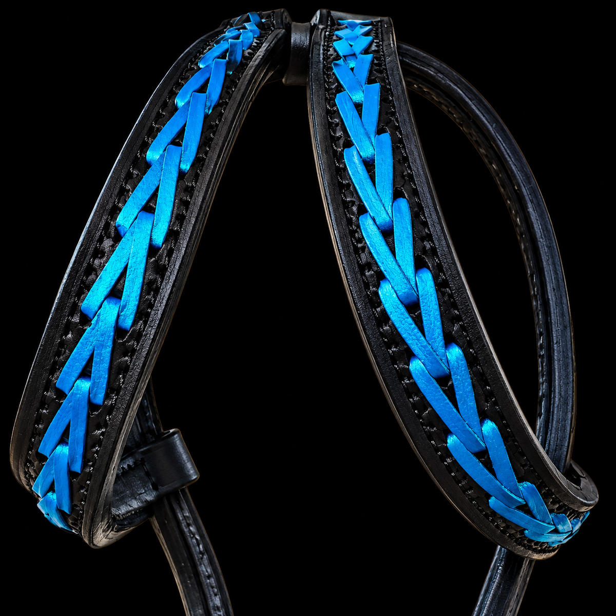 Black with Metallic Blue Kangaroo Lace Ear Pieces