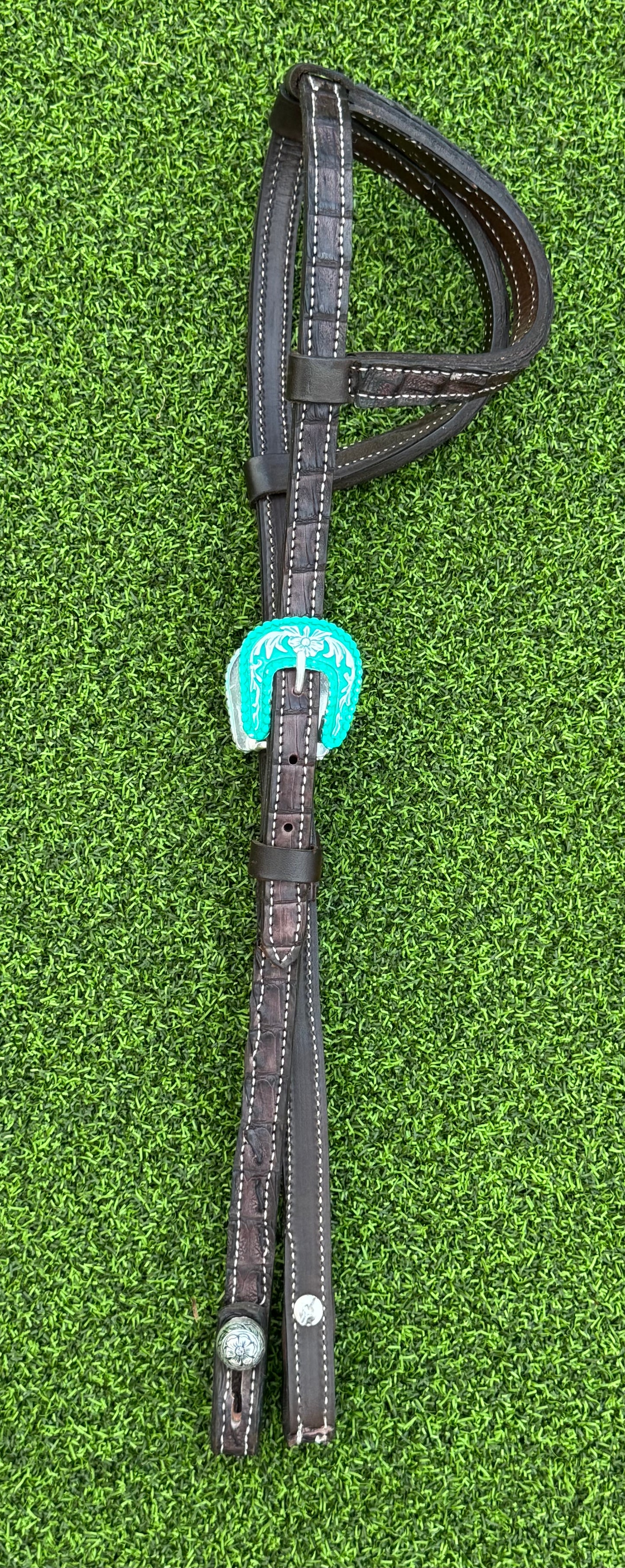 Fairytail Leather Chocolate Caiman Headstall