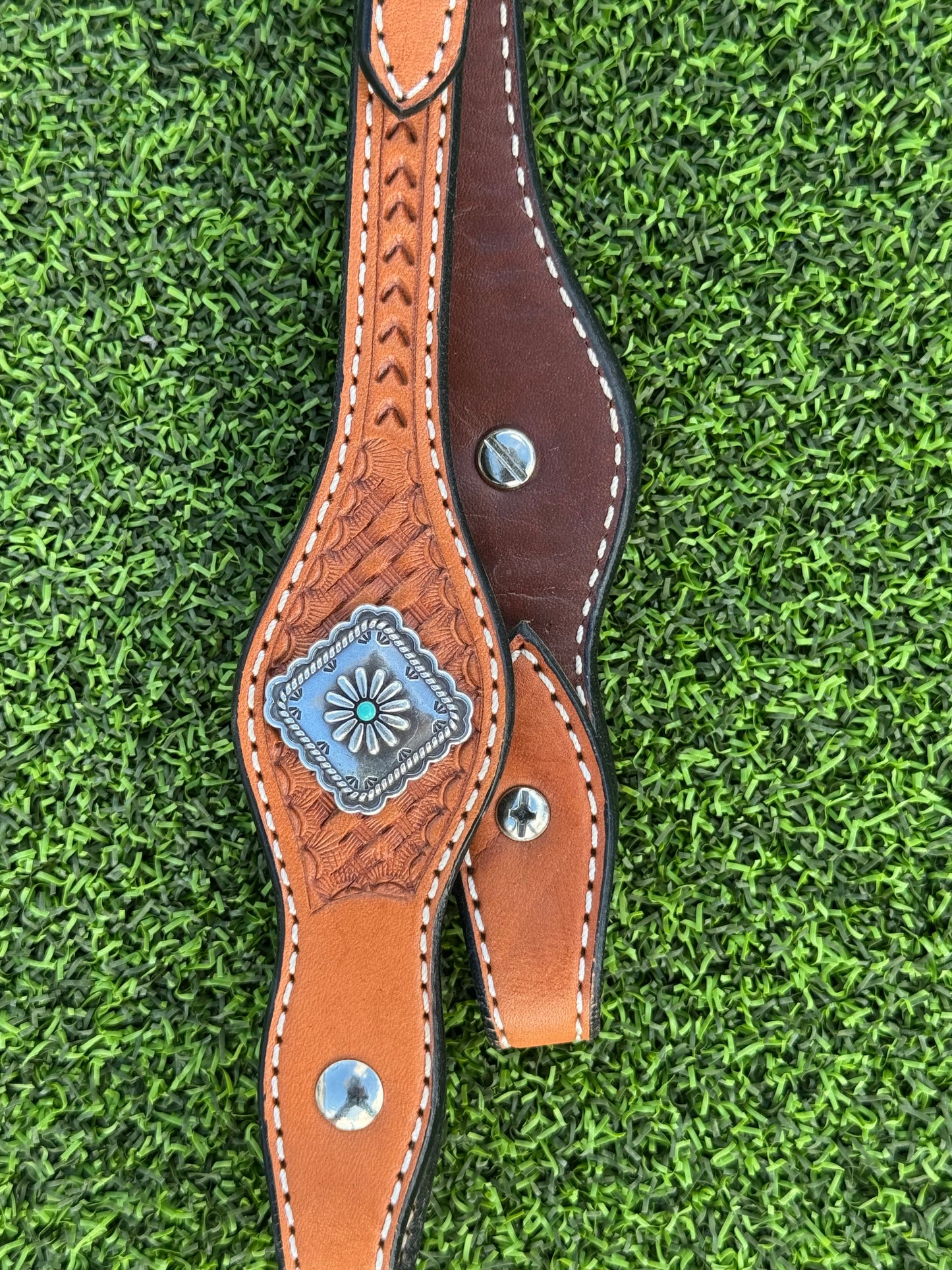 Light Basketweave Tooled Headstall