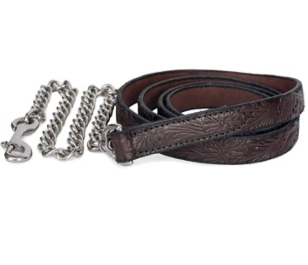 Perri's® Floral Havana Leather Lead w/Stainless Steel Chain