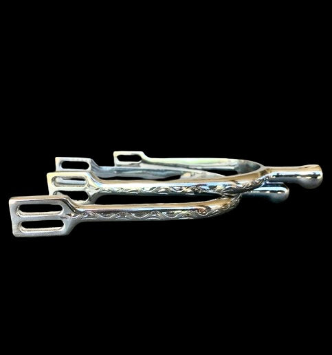 Ladies 1" Engraved Silver Humane English Spurs