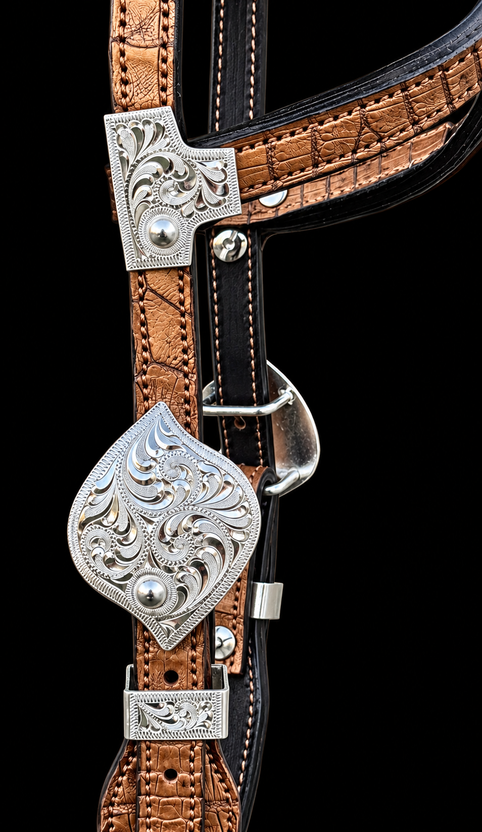 Fairytail Leather Gold Caiman Headstall