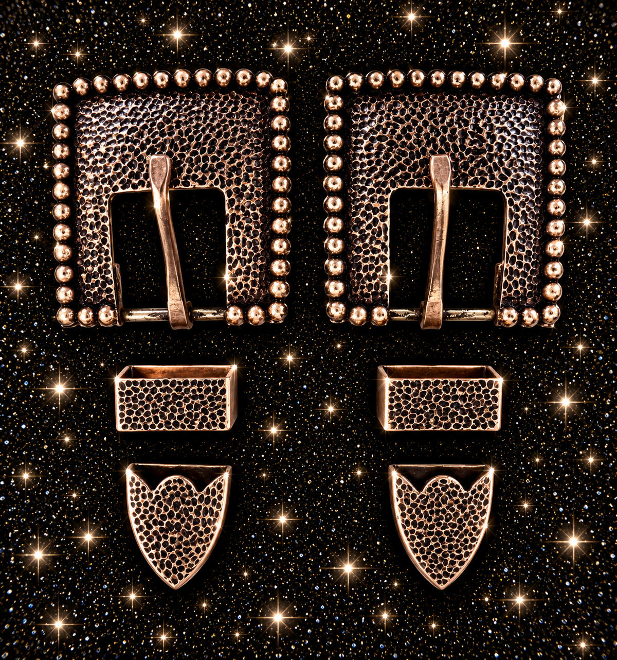Antique Hammered Copper Buckles, 3/4”