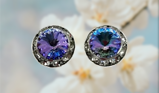 Austrian Crystal Purple Stud Earrings
