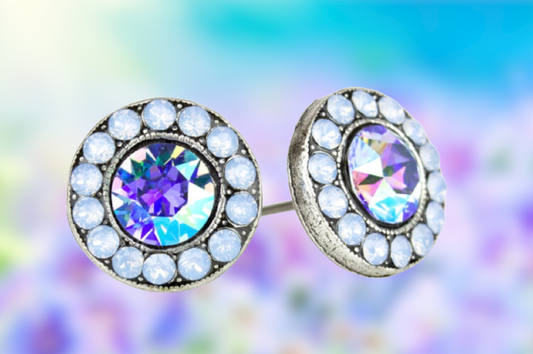 Halo Crystal Earrings Blue Air Blue Opal