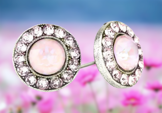 Halo Crystal Earrings Rose Opal-Light Rose