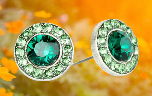 Halo Crystal Earrings Emerald-Erinite