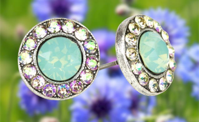 Halo Crystal Earrings Pacific Opal Luminous Green