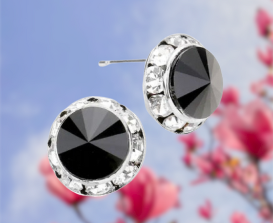 Austrian Crystal Black Stud Earrings