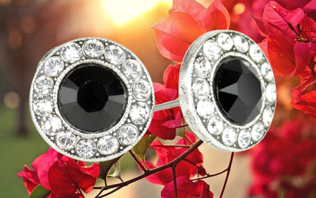 Halo Crystal Earrings Jet Black Crystal