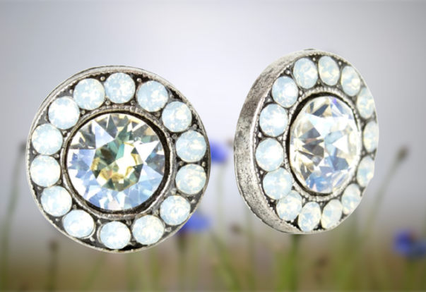 Halo Crystal Earrings Moonlight White Opal