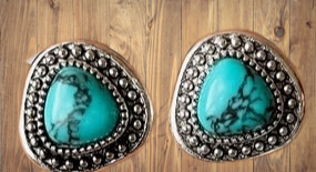 Southwestern Turquoise Triangle Earrings