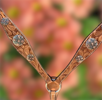Floral Tooled Breastcollar with Silver/Copper Accents