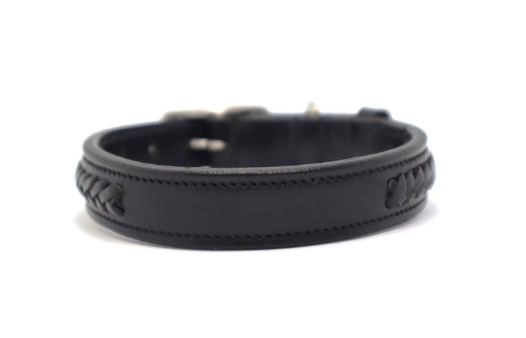 KL Select Black Braided Dog Collar, Multiple Sizes