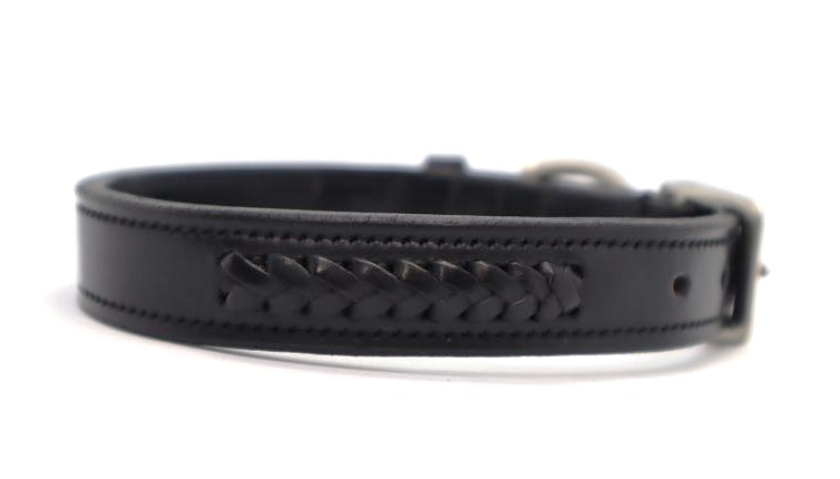 KL Select Black Braided Dog Collar, Multiple Sizes