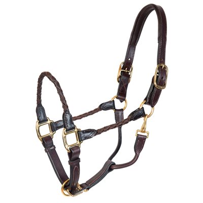 Havana Braided Leather Halter, Horse Size