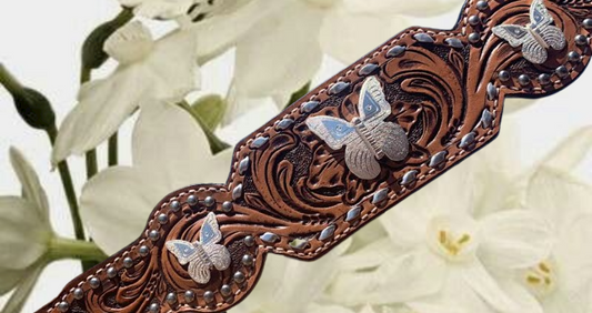 Tooled Breastcollar with Butterfly Conchos