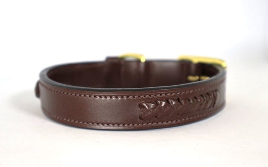 KL Select Brown Braided Dog Collar, Multiple Sizes