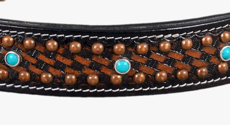 Leather Dog Collar Basketweave, L