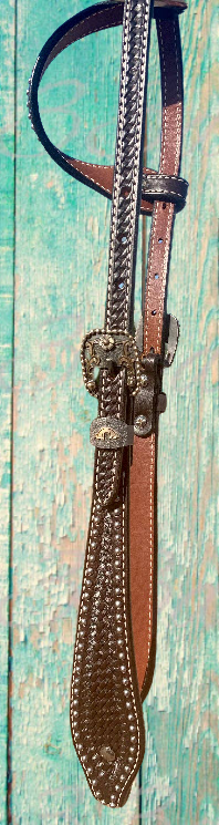Dark Oil Ranch Headstall with Silver Dots